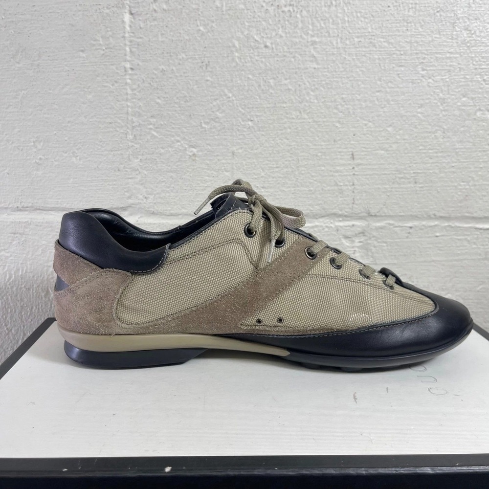 TOD's Cloth Low Sneaker Leather Casual Driving Shoes Tan Black Mens‎ Size 10 US - Picture 2 of 11